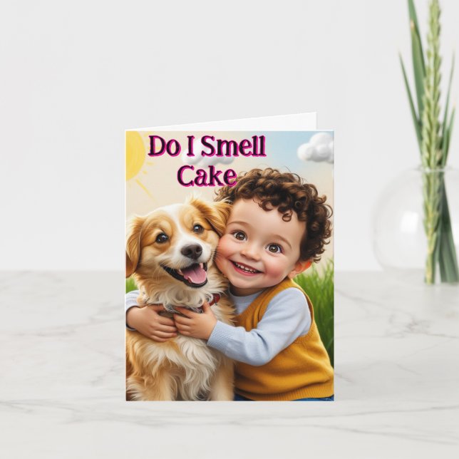 Do I Smell Cake Cute Child Birthday Card (Front)