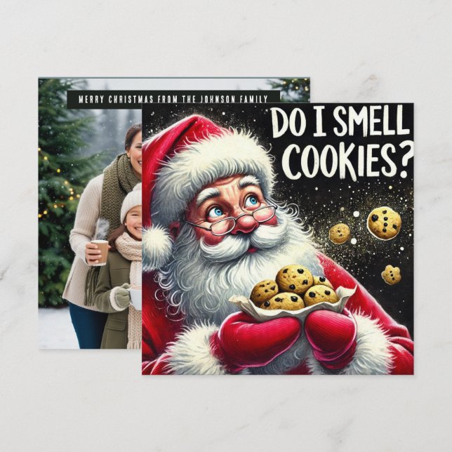 Do I smell cookies Santa Holiday Card (Front/Back)