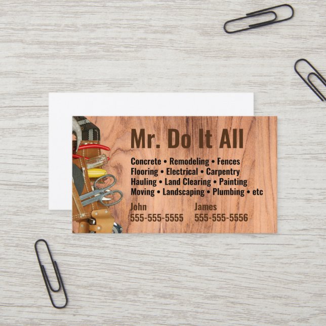 Do It All Handyman Business Card (Front/Back In Situ)