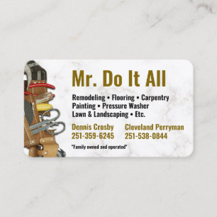Do It All Handyman Business Card Family Owned