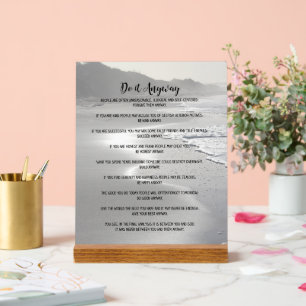 Do It Anyway Misty Ocean Beach  Acrylic Sign