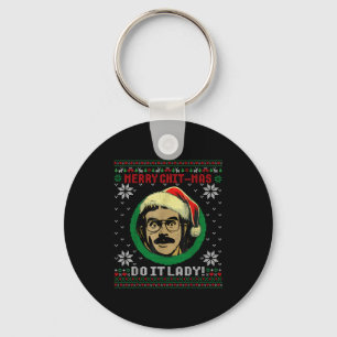 Do It Funny Chit-mas Christmas Santa Hat Ugly Xmas Keychain