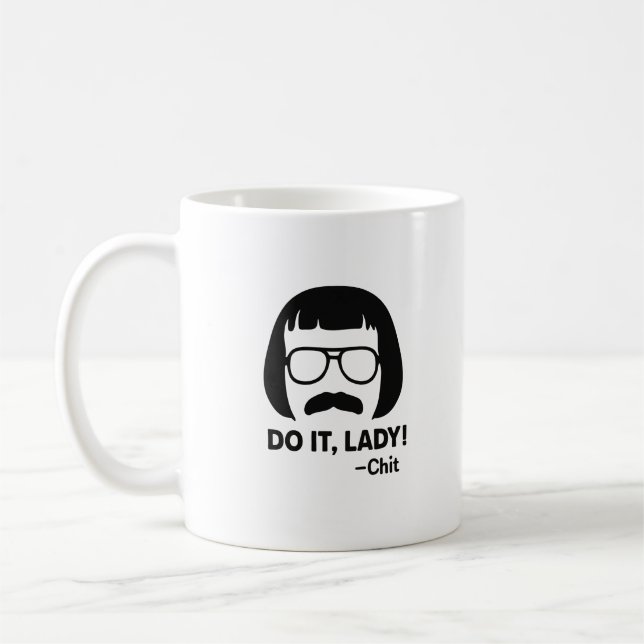 Do It Lady Meme Mug – Minimalist Black Head Logo (Left)