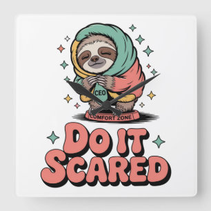 Do It Scared Square Wall Clock
