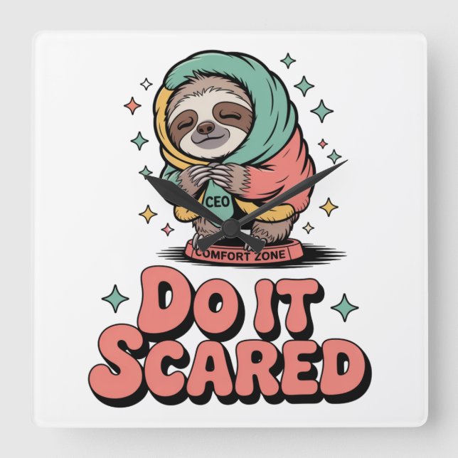 Do It Scared Square Wall Clock (Front)