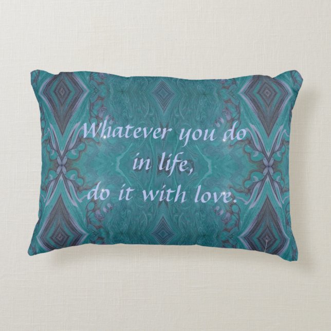 "Do it with Love" Acrylic Pour Inspired Accent Pillow (Back)
