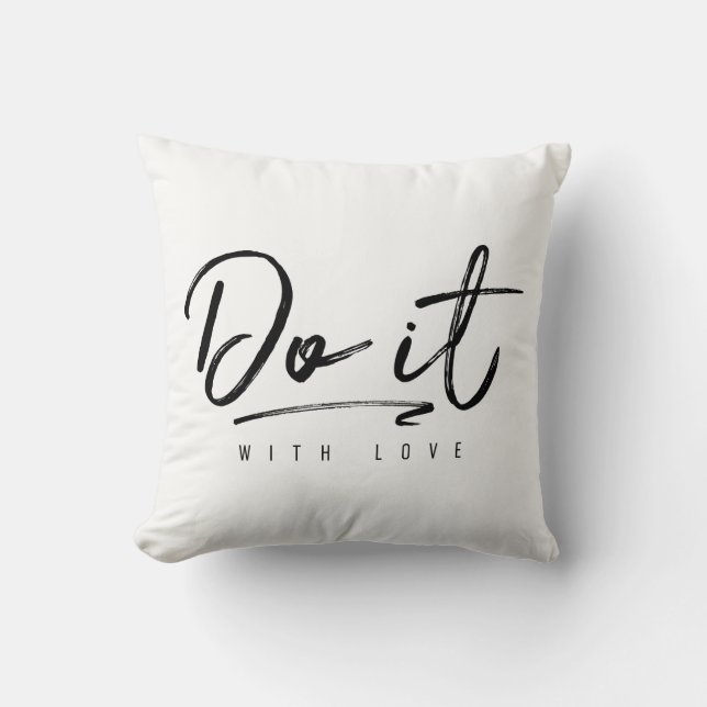 Do It With Love Custom Background Colour Throw Pillow (Front)