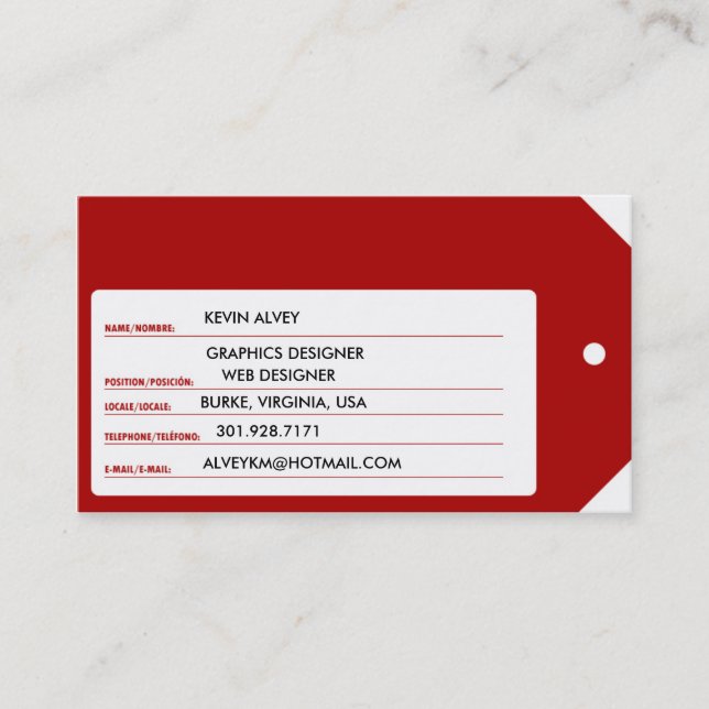 Do it yourself help business card (Front)