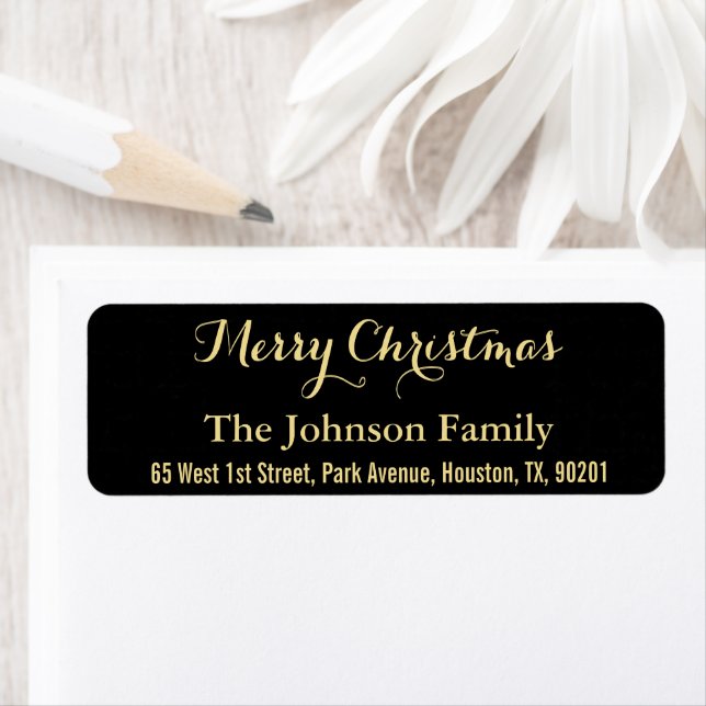 do-it-yourself Joyeux Noël Faux Gold Black Adresse (En situation)