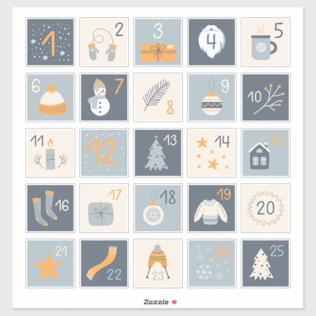 do-it-yourself Stickers Calendrier de l'Avent ROUG (Feuille)