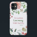 Do Justice Floral Micah 6:8 Case-Mate iPhone Case<br><div class="desc">A soft rose and cream floral watercolor pattern with the verse Micah 6:8 Do justice. Love mercy. Walk humbly.</div>