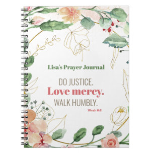 Do Justice Floral Micah 6:8 Personalized Prayer Notebook