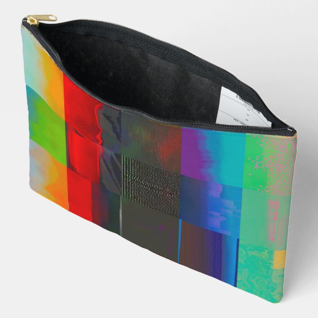 Do More on Electric Starlight Glitch Digital Art Accessory Pouch (Open)