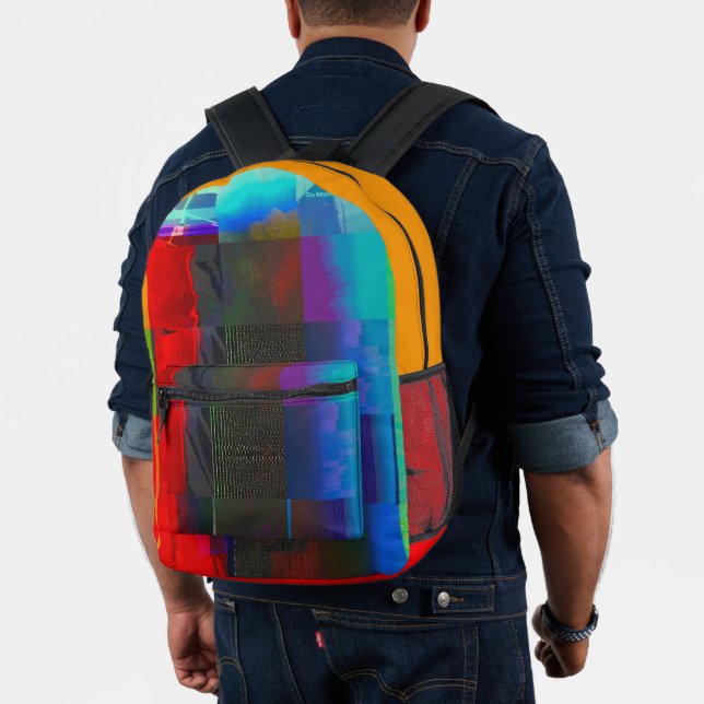 Do More on Electric Starlight Glitch Digital Art Printed Backpack (Insitu (Model))
