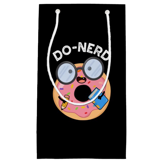 Do-nerd Funny Nerdy Doughnut Pun Dark BG Small Gift Bag (Front)