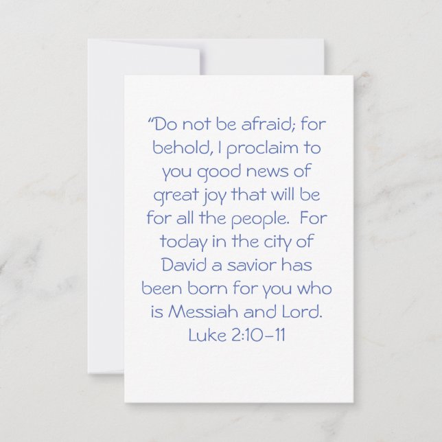Do Not Be Afraid Luke 2:10-11 Thank You Card (Front)
