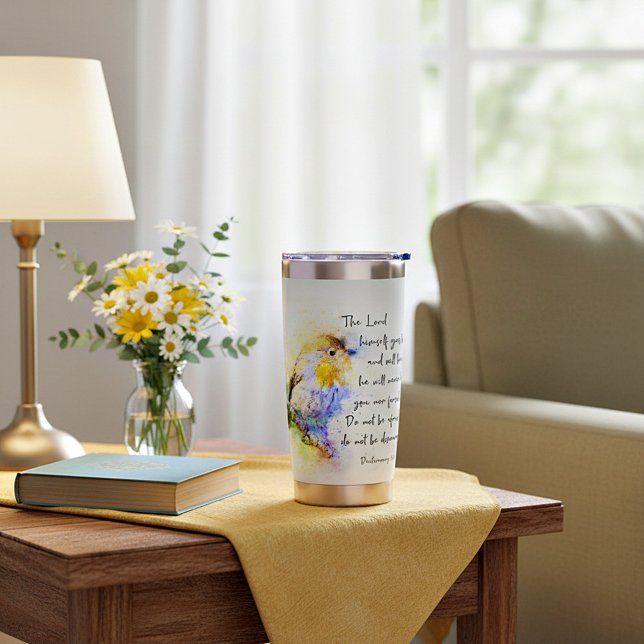 Do not be discouraged, watercolor bird   insulated tumbler (Creator Uploaded)