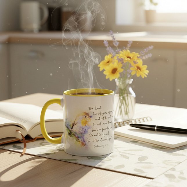 Do not be discouraged, watercolor bird   mug (Creator Uploaded)