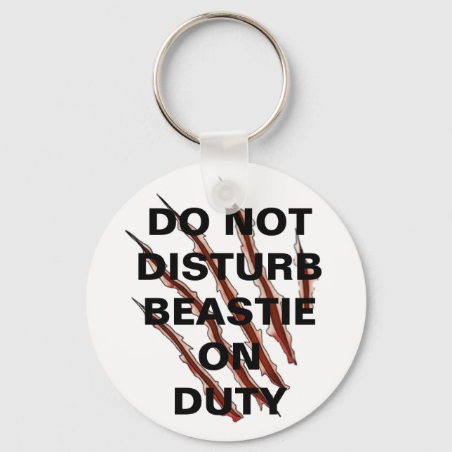 Do Not Disturb Beastie Button Keychain (Front)