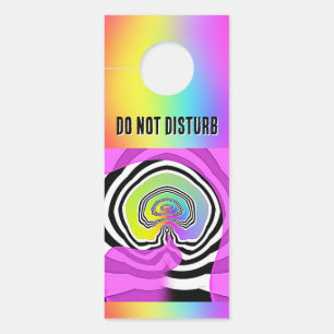 Do Not Disturb Black White Rainbow Geo Door Hanger