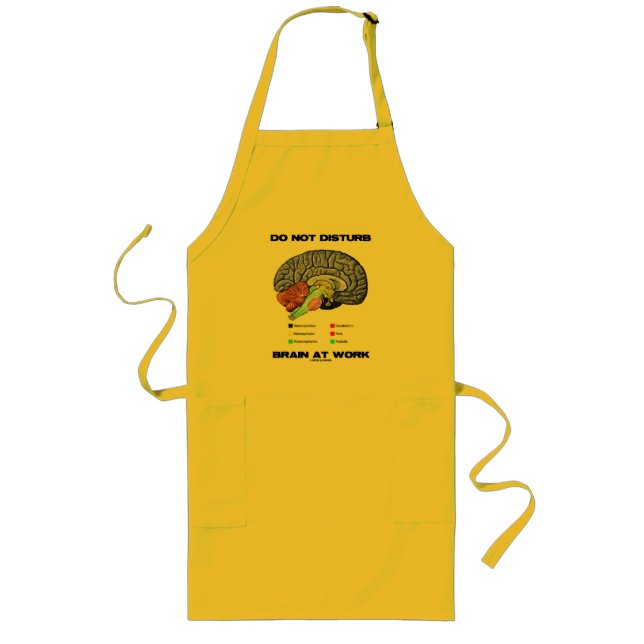 Do Not Disturb Brain At Work (Anatomical Humour) Long Apron (Front)