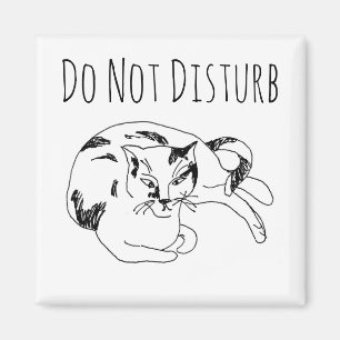 Do Not Disturb Cat Magnet – Funny Minimal Line Art