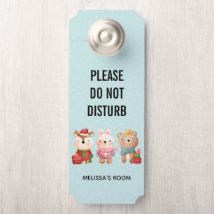 Do Not Disturb Christmas Animals in Cute Outfits Door Hanger