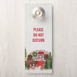 Do not Disturb Christmas Camper Rustic Scene Door Hanger
