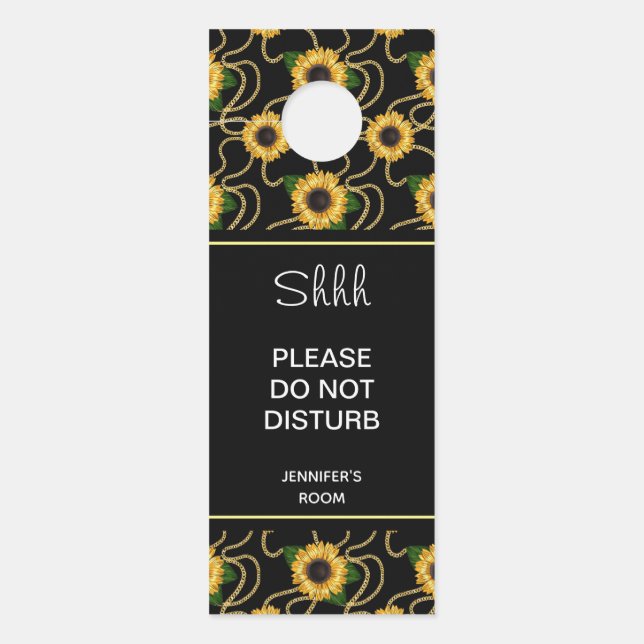 Do Not Disturb Classy Yellow Sunflowers Stylish Door Hanger (Front)
