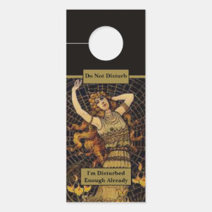 Do Not Disturb / Clean Me Vintage Lady Gold Black Door Hanger