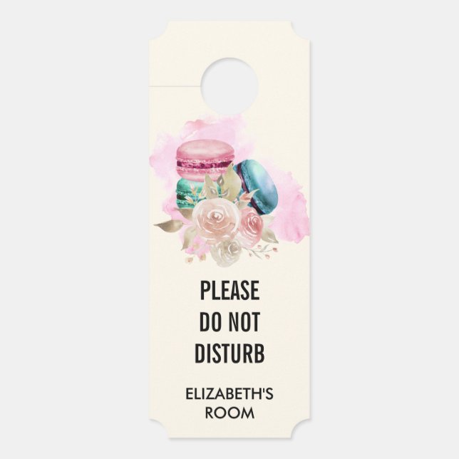 Do Not Disturb Colourful Macarons Watercolor Door Hanger (Front)