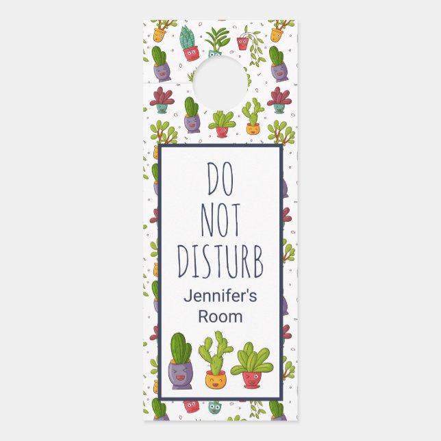 Do Not Disturb Cute Cactus in Flower Pots Door Hanger (Front)