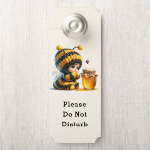 Do Not Disturb Cute Girl in Bee Costume with Honey Door Hanger