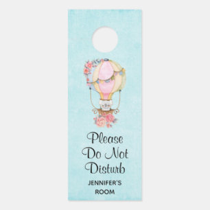 Do Not Disturb Cute Hot Air Balloon Watercolor Door Hanger