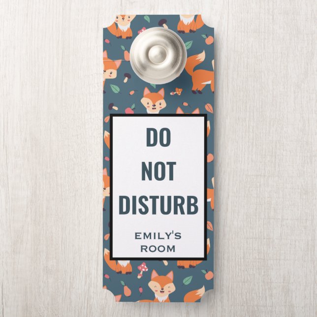 Do Not Disturb Cute Orange Fox Animal Pattern Door Hanger (On Knob)