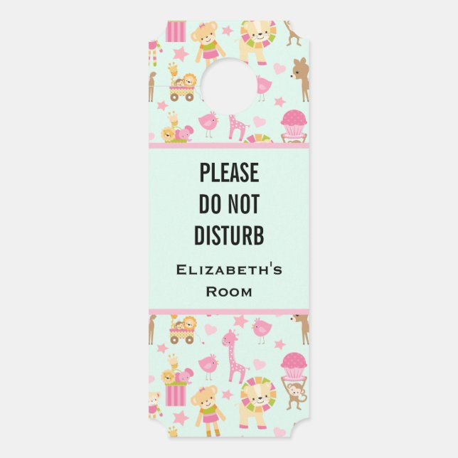 Do Not Disturb Cute Pattern with Animals & Toys Door Hanger (Front)
