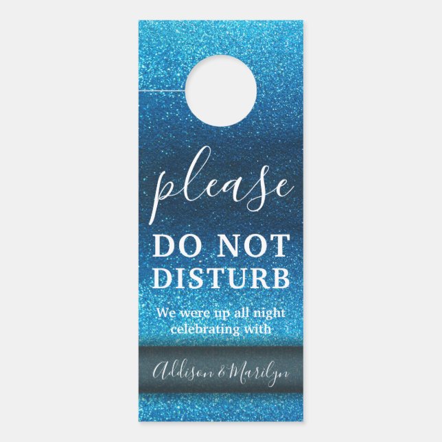 Do Not Disturb Elegant Glitter Cute Wedding Hotel Door Hanger (Front)