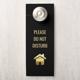Do Not Disturb Elegant Gold House Symbol Door Hanger