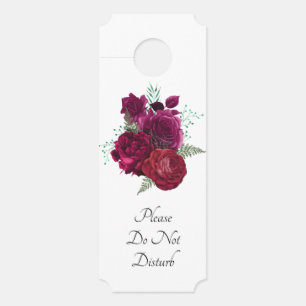 Do Not Disturb Elegant Magenta Rose Floral Bouquet Door Hanger
