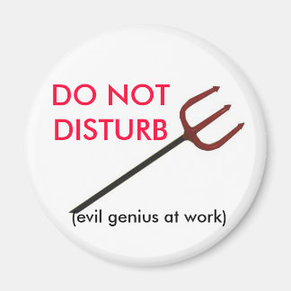 DO NOT DISTURB, (evil genius at work) Magnet