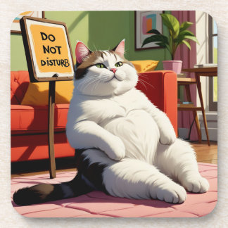 Do not Disturb Fat Cat Funny  Coaster