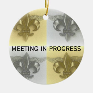 DO NOT DISTURB - FLEUR DE LIS, SOFT GOLD AND SILVE CERAMIC ORNAMENT
