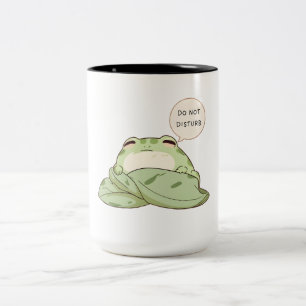 Do Not Disturb Frog Sleepy Kawaii Design Two-Tone Coffee Mug