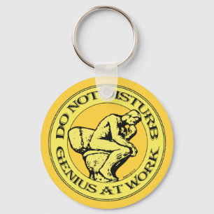 Do Not Disturb, Genius At Work (color stamp style) Keychain
