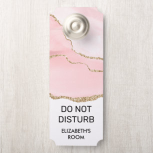 Do Not Disturb Pink Blush Agate Watercolor Door Hanger