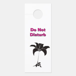 Do Not Disturb / Please Knock Black Floral Door Hanger