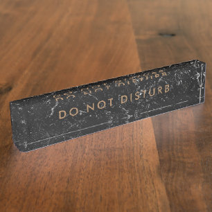 Do Not Disturb Sign Black Marble Gold Business Nameplate