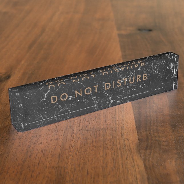 Do Not Disturb Sign Black Marble Gold Business Nameplate (Side)
