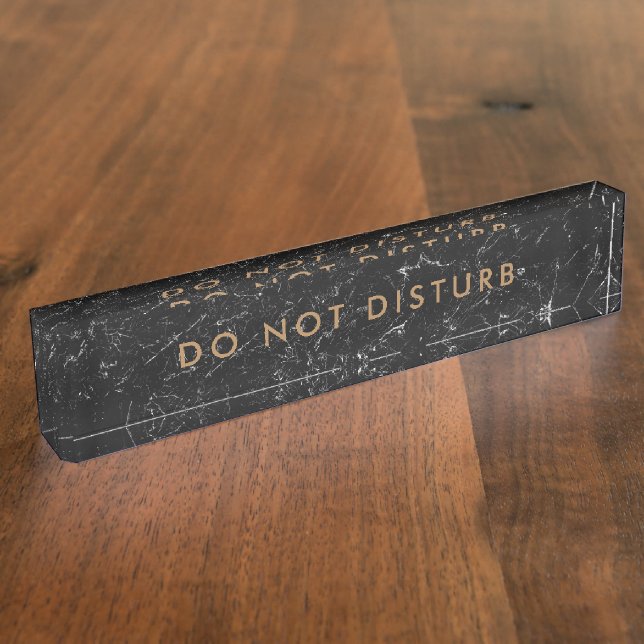 Do Not Disturb Sign Black Marble Gold Business Nameplate (Side)