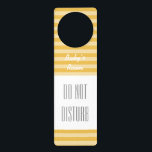 Do not disturb sign for new baby room bedroom<br><div class="desc">Trendy stripes pattern door hanger | Do not disturb sign. Pastel Yellow and white or custom colour striped lines. Classy stripe decorations. Elegant home decor. Personalizable with name or monogram. Cute design for biys and girls bedroom / nursery baby room. Make one for baby shower, new mom, mother to be,...</div>